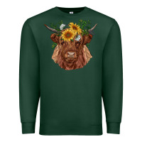 Sports Green highland cow with sunflowers Premium Sweatshirt - RanaPortraitStore