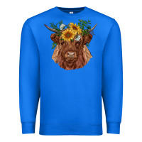 True Royal highland cow with sunflowers Premium Sweatshirt - RanaPortraitStore