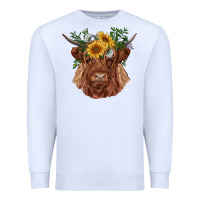 White highland cow with sunflowers Premium Sweatshirt - RanaPortraitStore