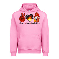Fuchsia Pink peace love firefighter Urban Hoodie - Artiststas