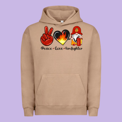 Peace Love Firefighter Urban Hoodie Designed By Artiststas