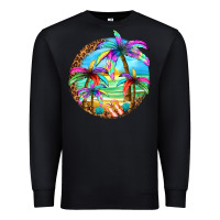 Black summer colorful palms Premium Sweatshirt - texasbilliewilder