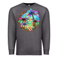 Charcoal Heather summer colorful palms Premium Sweatshirt - texasbilliewilder