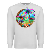 Dove Grey summer colorful palms Premium Sweatshirt - texasbilliewilder