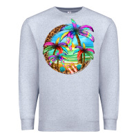Heather Grey summer colorful palms Premium Sweatshirt - texasbilliewilder