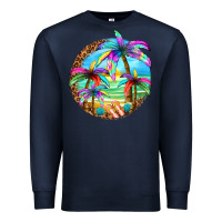 Navy summer colorful palms Premium Sweatshirt - texasbilliewilder