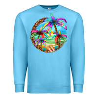 Ocean Blue summer colorful palms Premium Sweatshirt - texasbilliewilder