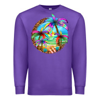 Purple summer colorful palms Premium Sweatshirt - texasbilliewilder