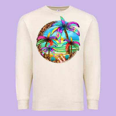 Summer Colorful Palms Premium Sweatshirt Designed By Texasbilliewilder