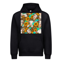 Black sunflowers and goat western seamless pattern Urban Hoodie - BundleAndBundleShop