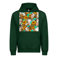Forest Green sunflowers and goat western seamless pattern Urban Hoodie - BundleAndBundleShop