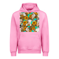 Fuchsia Pink sunflowers and goat western seamless pattern Urban Hoodie - BundleAndBundleShop