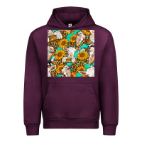 Mauve Wine sunflowers and goat western seamless pattern Urban Hoodie - BundleAndBundleShop