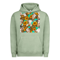 Pigment Oil Green sunflowers and goat western seamless pattern Urban Hoodie - BundleAndBundleShop
