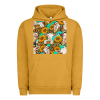 Pigment Peanut Butter sunflowers and goat western seamless pattern Urban Hoodie - BundleAndBundleShop