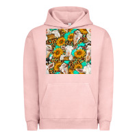 Pigment Salmon sunflowers and goat western seamless pattern Urban Hoodie - BundleAndBundleShop