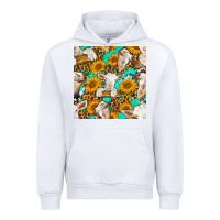 White sunflowers and goat western seamless pattern Urban Hoodie - BundleAndBundleShop