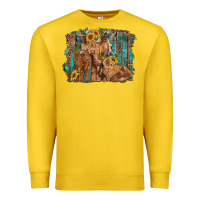 Lemon highland cow family cattle and calf with sunflower and turquoise backg Premium Sweatshirt - RanaPortraitStore