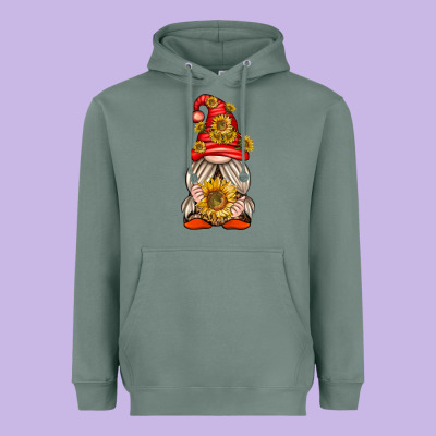 Heavyweight Hoodie western gnome with sunflowers