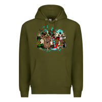 Army Green love wood slice ornament Premium Hoodie - JahusDesignShop