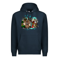 Navy love wood slice ornament Premium Hoodie - JahusDesignShop