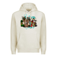 Oatmeal Heather love wood slice ornament Premium Hoodie - JahusDesignShop