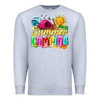 Heather Grey summer camping Premium Sweatshirt - texasbilliewilder