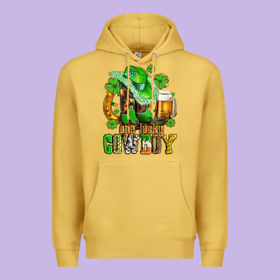 One Lucky  Cowboy With Hat And Boots Premium Hoodie Designed By Adodesignshop