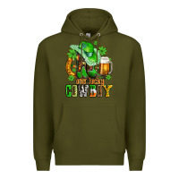 Army Green one lucky  cowboy with hat and boots Premium Hoodie - AdoDesignShop