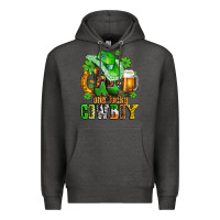 Charcoal Heather one lucky  cowboy with hat and boots Premium Hoodie - AdoDesignShop