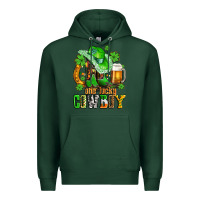 Sports Green one lucky  cowboy with hat and boots Premium Hoodie - AdoDesignShop