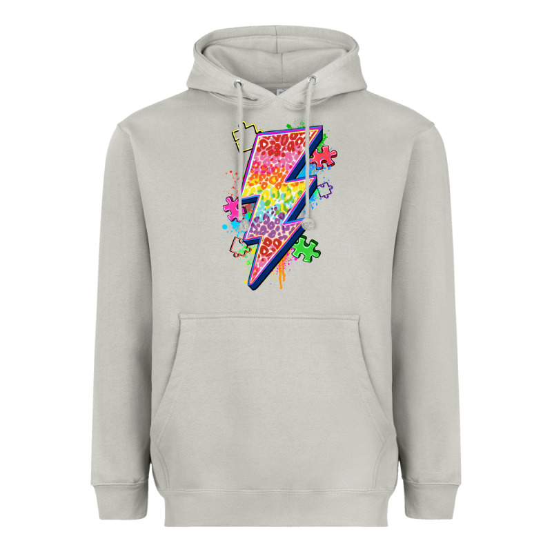 Lightning Bolt Autism Heavyweight Hoodie by Zillion Design Studio | Teevron
