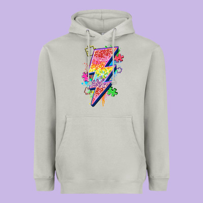 Lightning Bolt Autism Heavyweight Hoodie Designed By Zillion Design Studio