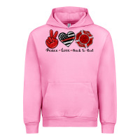 Fuchsia Pink peace love back to red Urban Hoodie - Artiststas