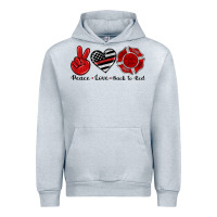 Heather Grey peace love back to red Urban Hoodie - Artiststas
