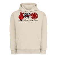 Pigment French Oak peace love back to red Urban Hoodie - Artiststas
