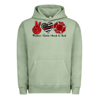 Peace Love Back To Red Urban Hoodie | Teevron