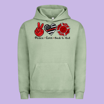 Peace Love Back To Red Urban Hoodie Designed By Artiststas