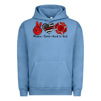 Pigment Pebble Blue peace love back to red Urban Hoodie - Artiststas