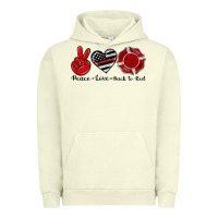 Pigment Pistachio peace love back to red Urban Hoodie - Artiststas