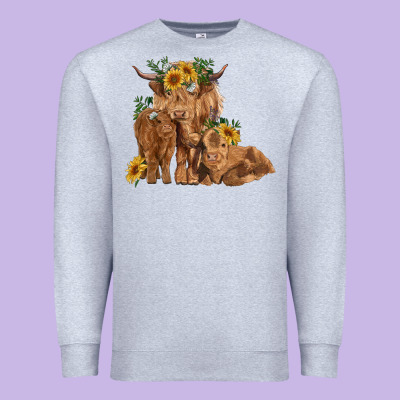 Highland Cow Family Premium Sweatshirt Designed By Ranaportraitstore