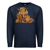Navy highland cow family Premium Sweatshirt - RanaPortraitStore