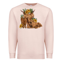 Pale Pink highland cow family Premium Sweatshirt - RanaPortraitStore