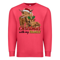 Cardinal christmas with my family highland cow cattle and calves Premium Sweatshirt - RanaPortraitStore