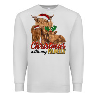 Dove Grey christmas with my family highland cow cattle and calves Premium Sweatshirt - RanaPortraitStore