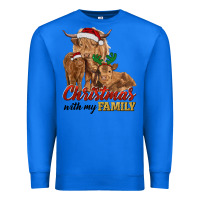 True Royal christmas with my family highland cow cattle and calves Premium Sweatshirt - RanaPortraitStore