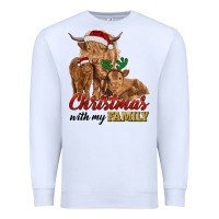 White christmas with my family highland cow cattle and calves Premium Sweatshirt - RanaPortraitStore