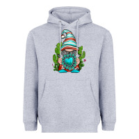Heather Grey western gnome with turquoise gemstone Heavyweight Hoodie - texasbilliewilder