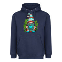 Navy western gnome with turquoise gemstone Heavyweight Hoodie - texasbilliewilder