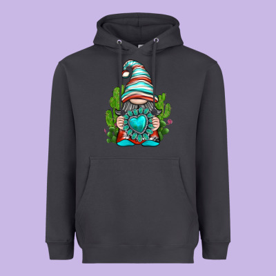 Heavyweight Hoodie western gnome with turquoise gemstone